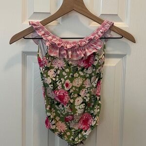 Sweet Honey 6Y Floral and gingham swimsuit with tie back